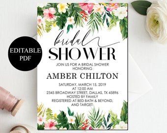 Asian floral bridal shower invitations