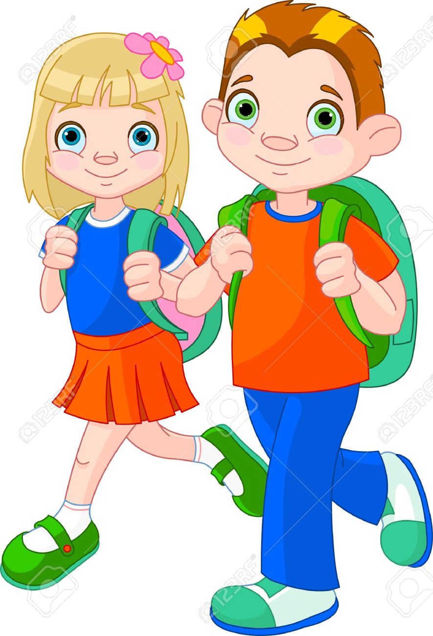 School girl and school boy