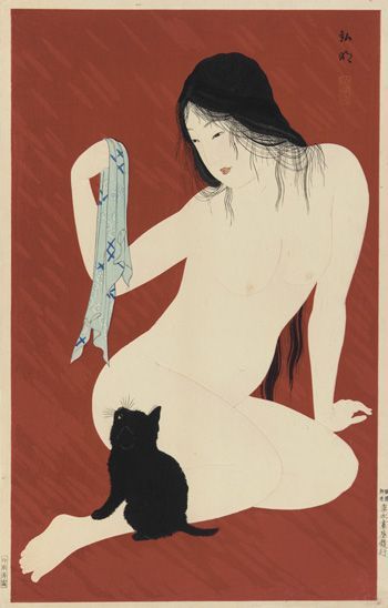 Japanese nude girl ink paintings