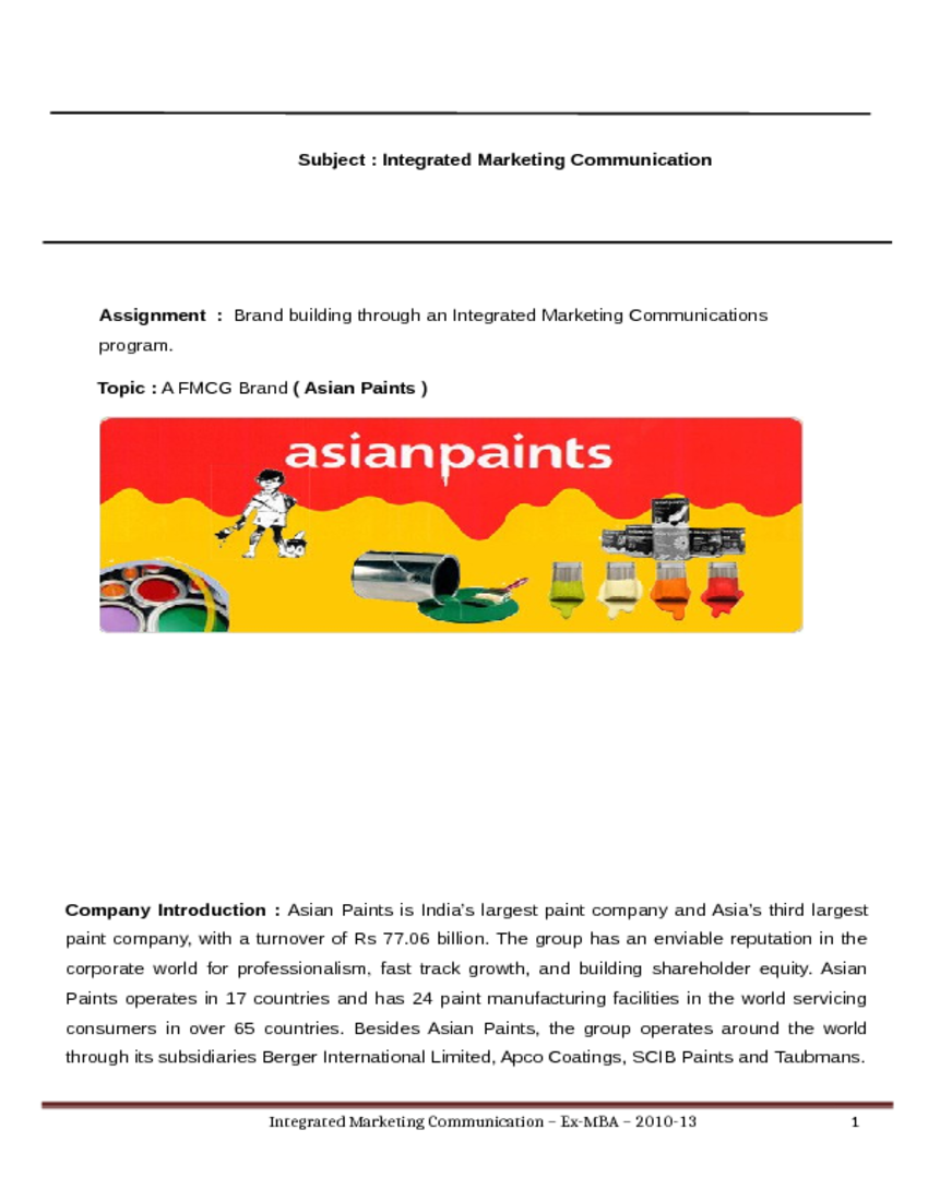 Asian paints introduction