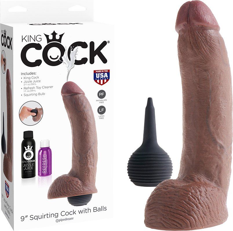 Black dildo ejaculating realistic cock