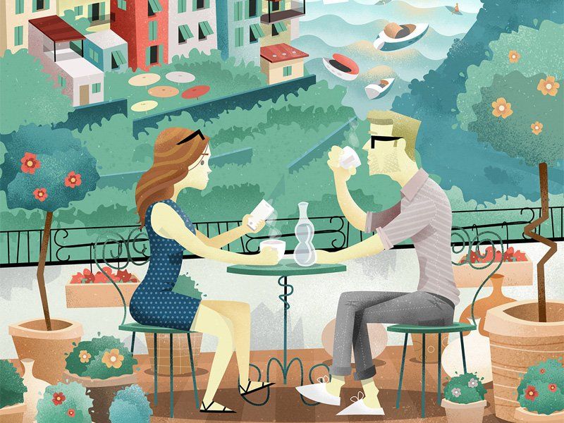 Superman reccomend Characture older couple having coffee