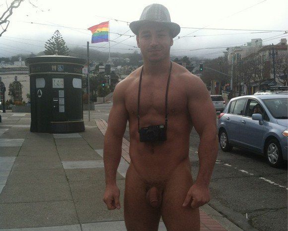 Muscle man nude public