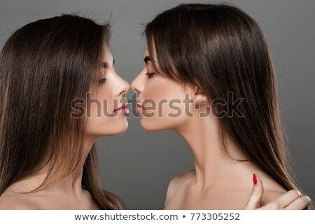 Lesbian kiss twins